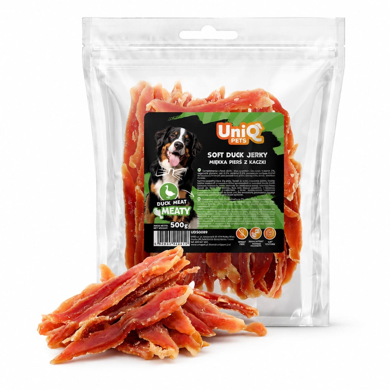UniQ Pets Soft Duck Jerky mīksta pīles gaļa suņiem 500 g