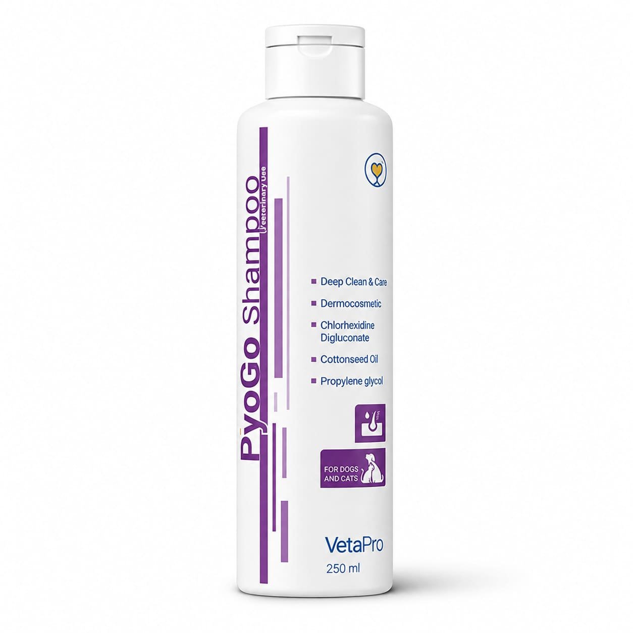 VetaPro PyoGo šampūns ar hlorheksidīnu suņiem un kaķiem 250 ml