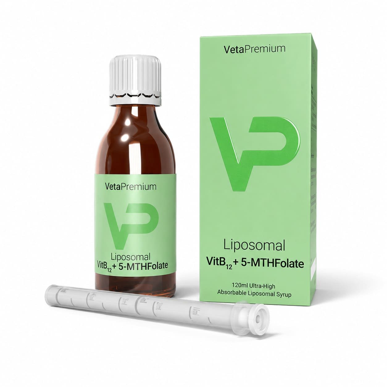 VetaPro Liposomal Vit B12 + 5-MTHF B12 vitamīna un metilfolāta sīrups suņiem un kaķiem 120 ml