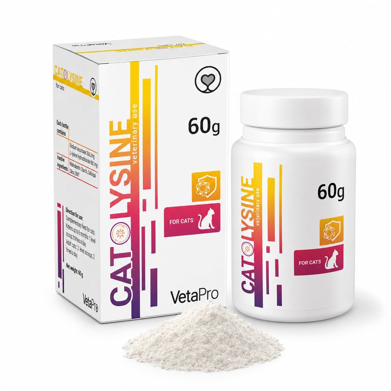 VetaPro Cat Lysine L-lizīna pulveris kaķiem 60 g