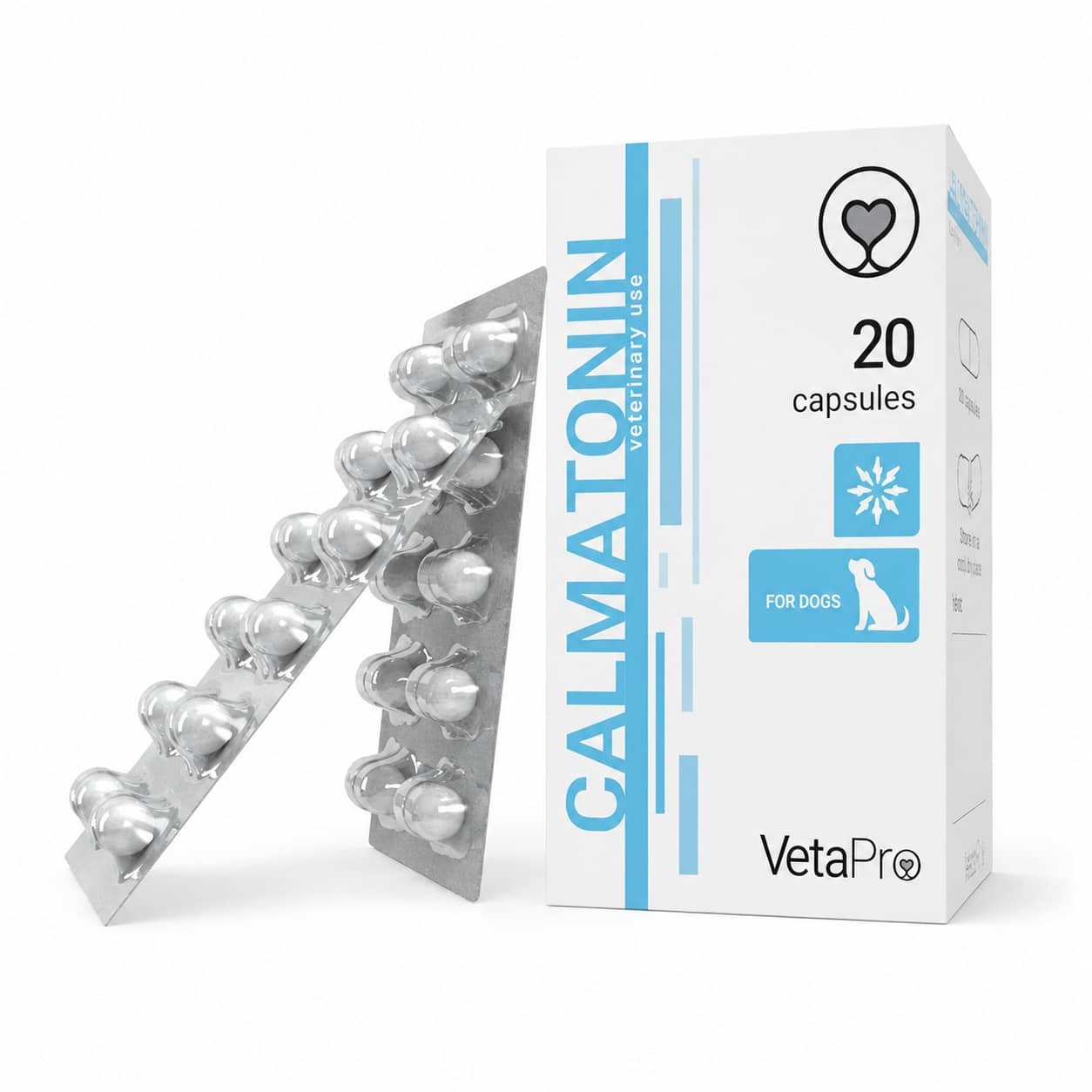VetaPro Calmatonin Dog nomierinošas kapsulas pret stresu suņiem N20