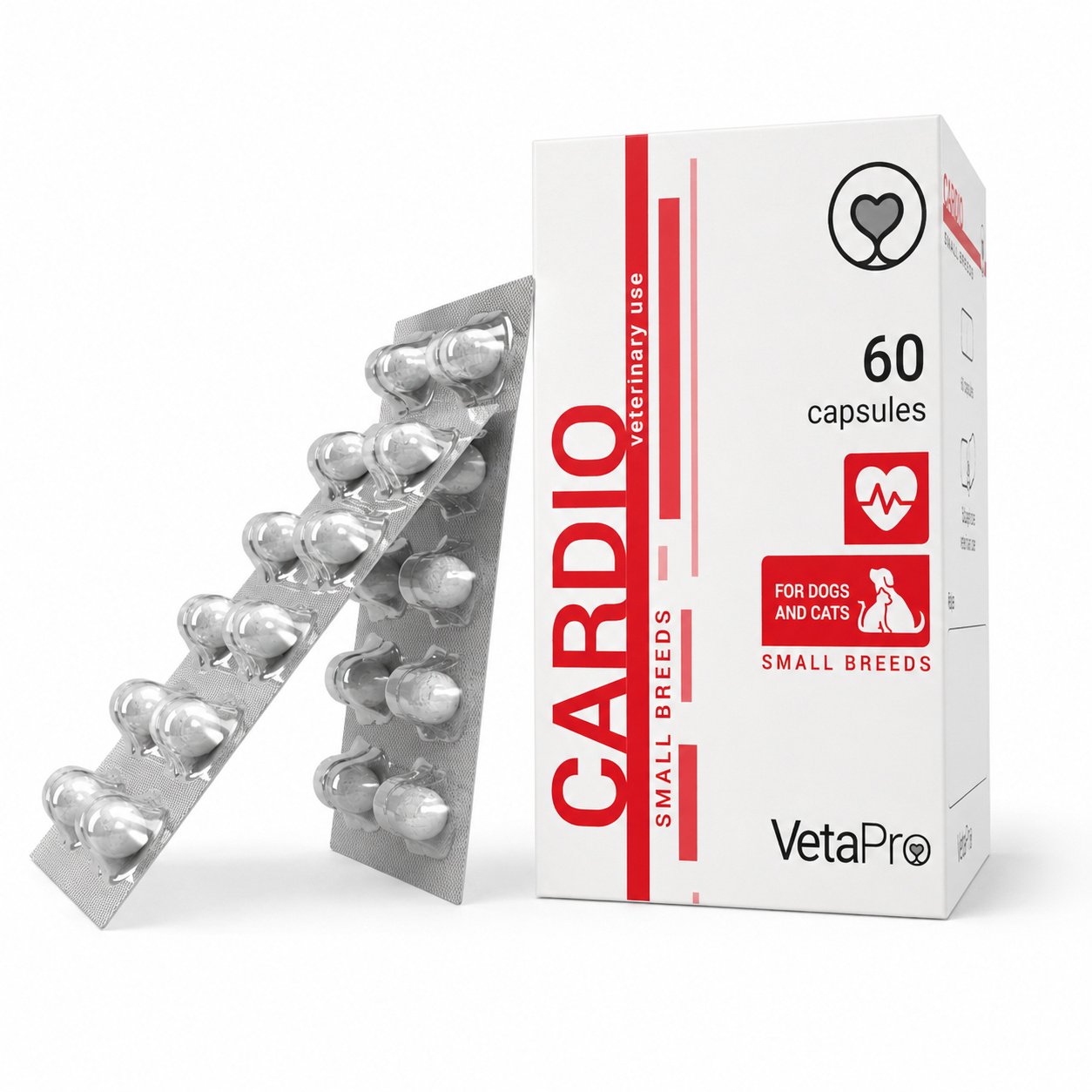 VetaPro Cardio Small kapsulas sirdij mazo šķirņu suņiem un kaķiem N60