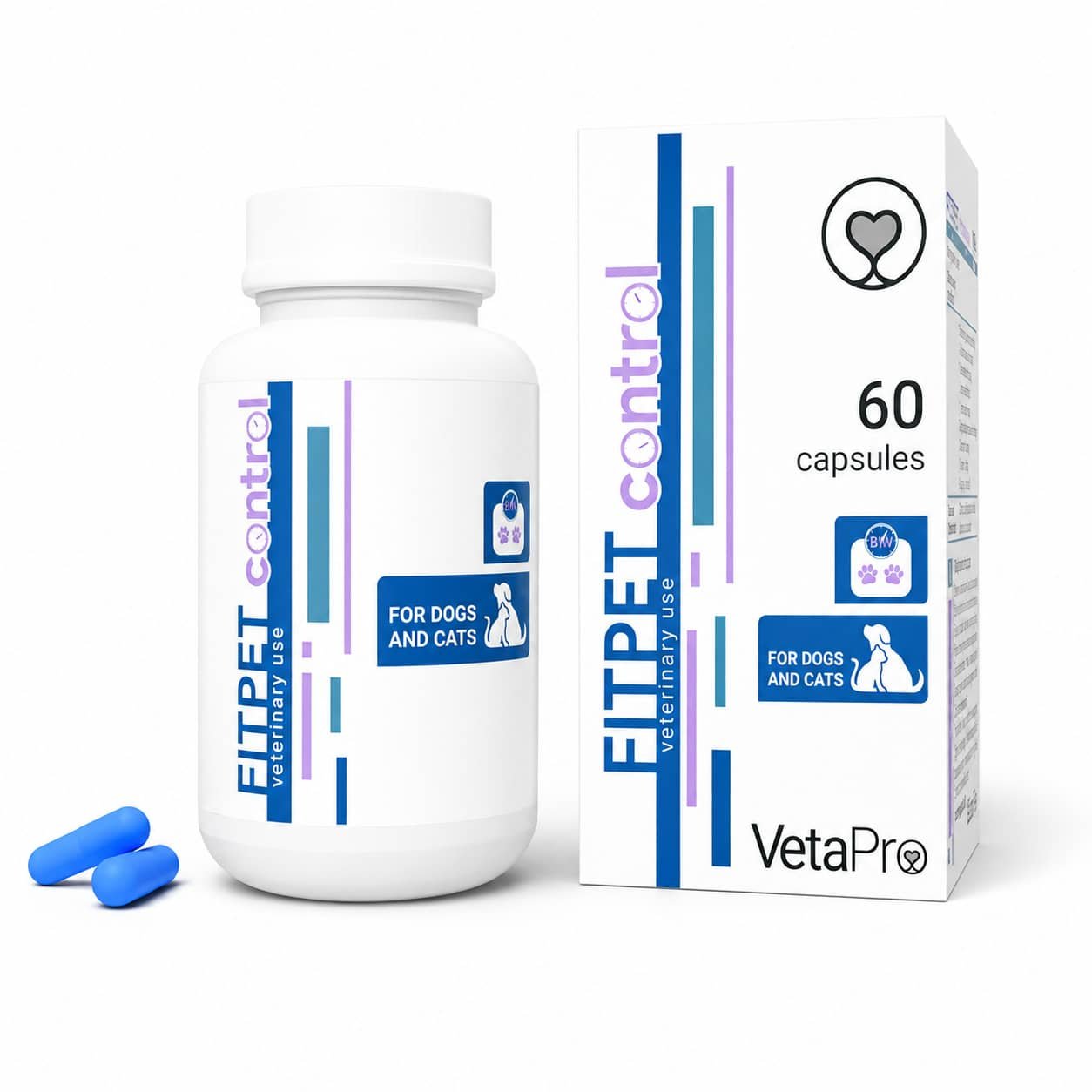 VetaPro Fitpet Control kapsulas svara kontrolei suņiem un kaķiem N60