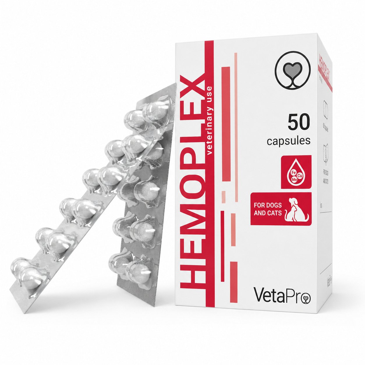 VetaPro Hemoplex kapsulas asinsradei suņiem N50
