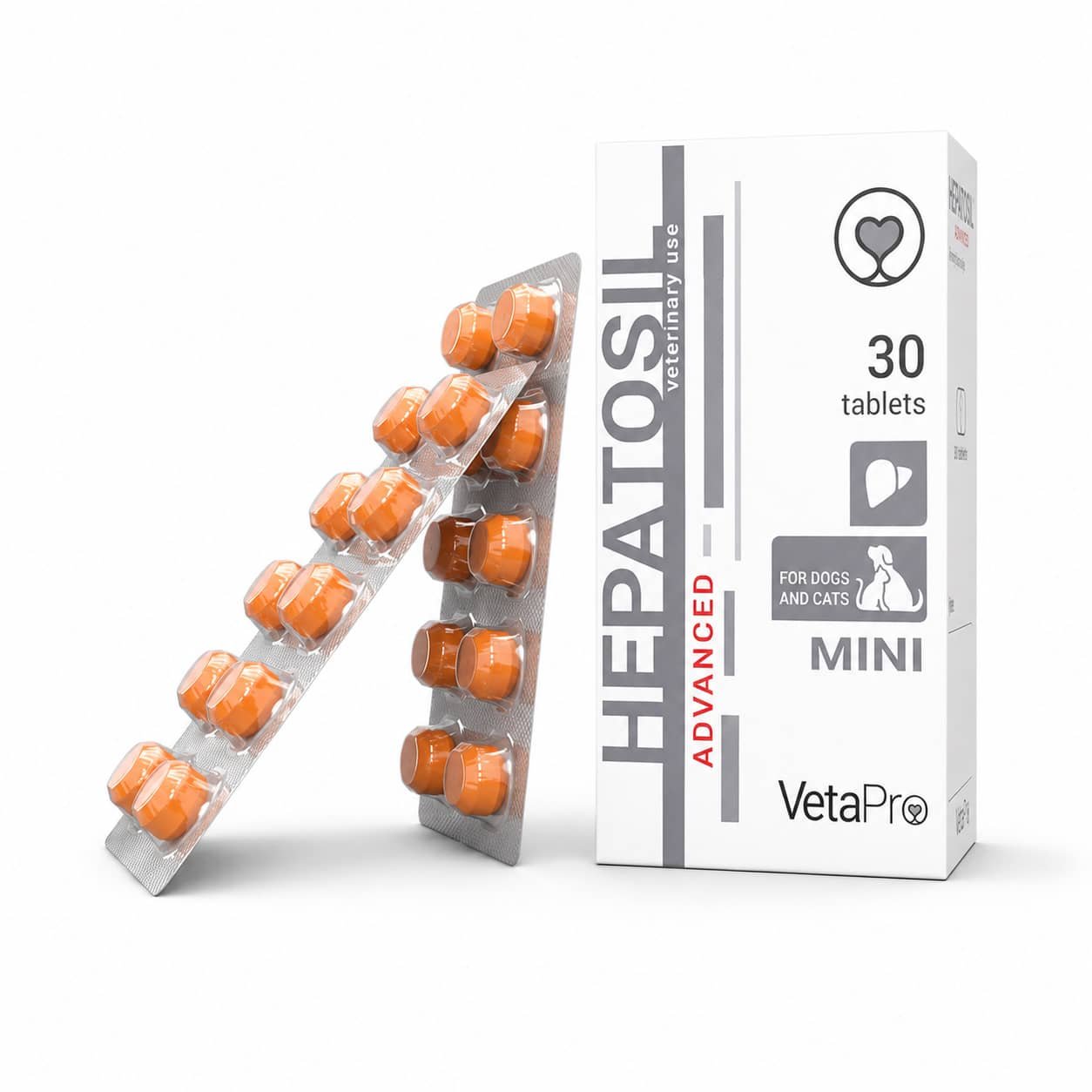 VetaPro Hepatosil Advanced Small tabletes aknām maziem suņiem un kaķiem N30