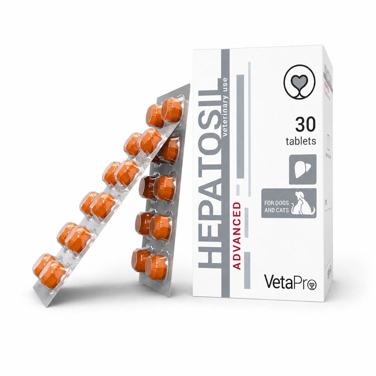 VetaPro Hepatosil Advanced tabletes aknām suņiem un kaķiem N30