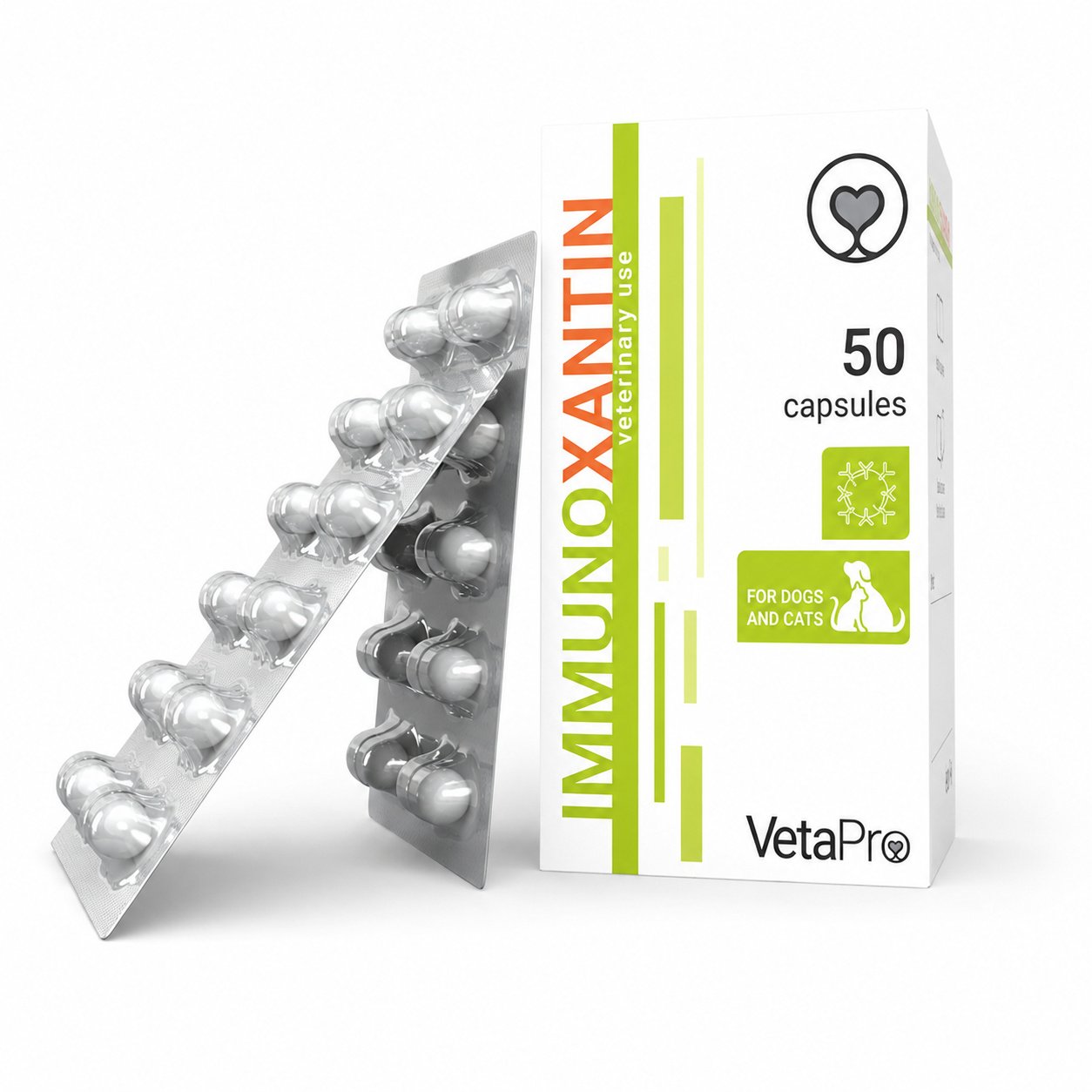 VetaPro Immunoxantin kapsulas imunitātei suņiem un kaķiem N50