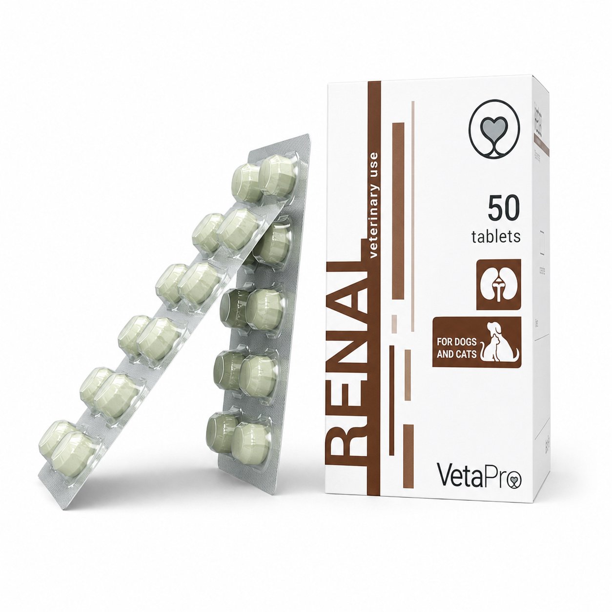 VetaPro Renal tabletes nieru darbības atbalstam suņiem un kaķiem N50