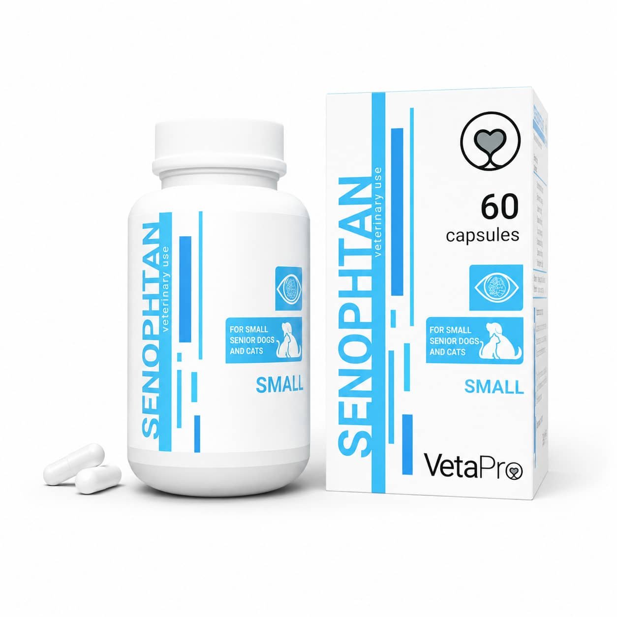 VetaPro Senophtan Small vitamīni redzei un smadzeņu darbībai maziem suņiem un kaķiem N60