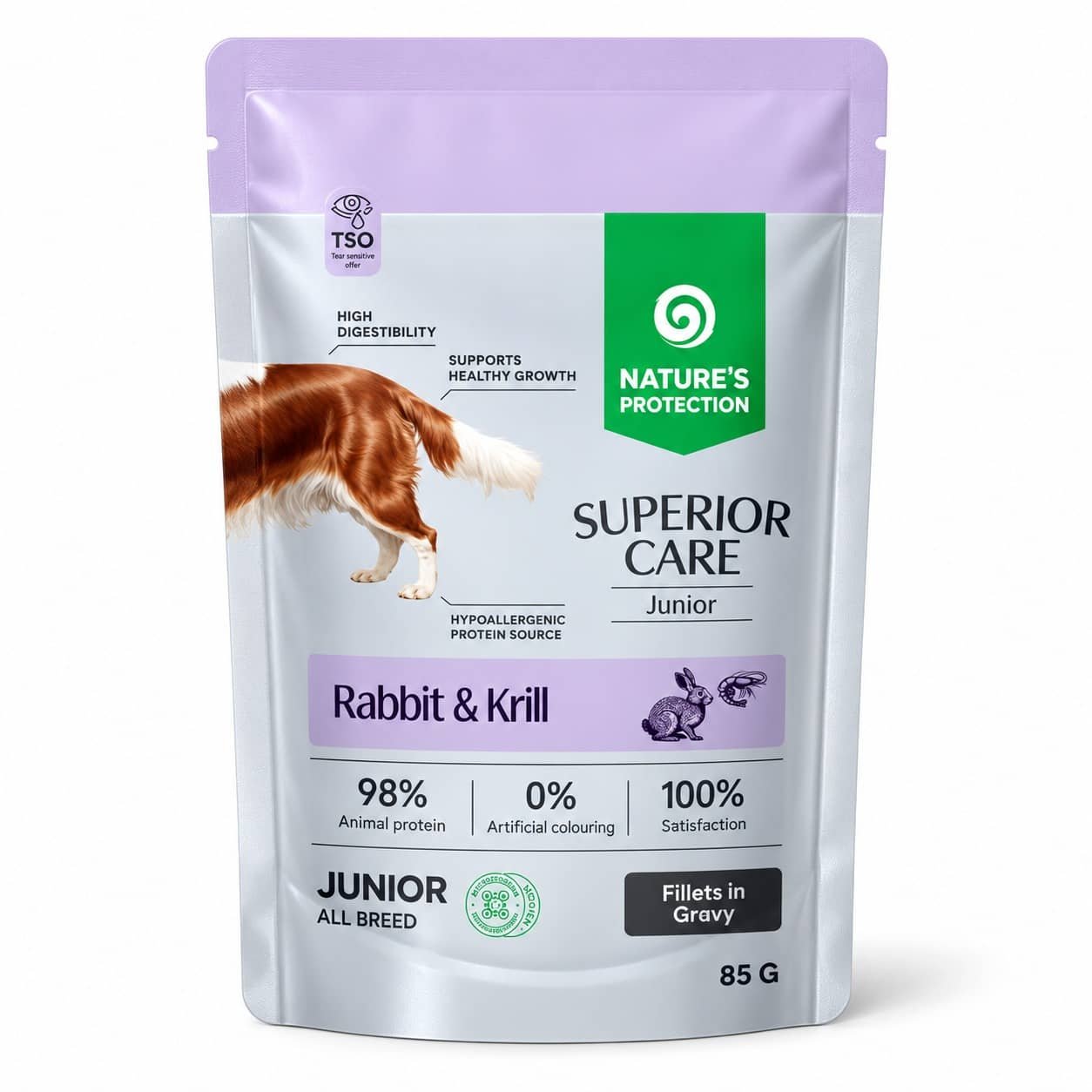 Nature's Protection Superior Care Junior konservi kucēniem ar trusi un krilu 85 g