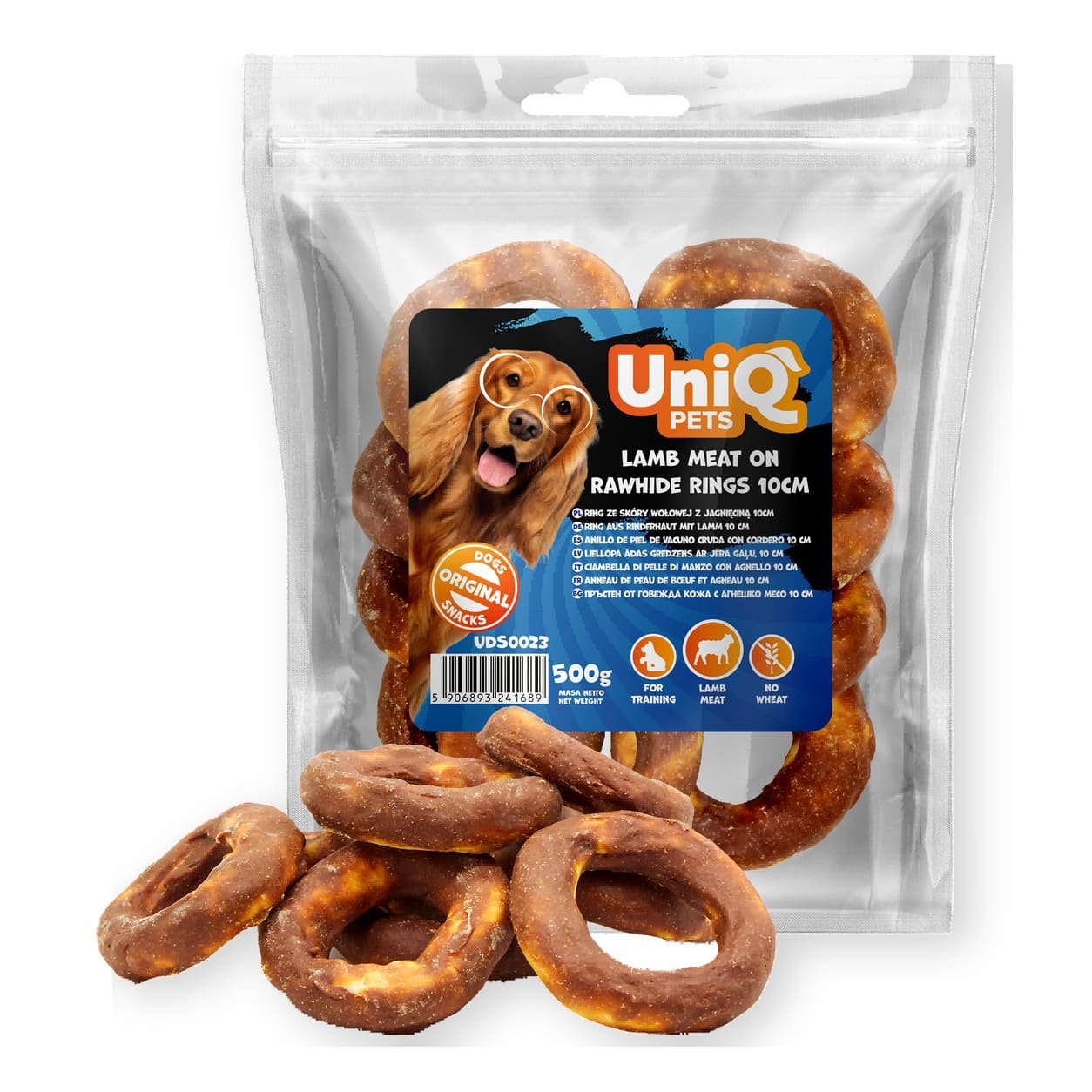 UniQ Pets Rings Lamb jēlādas gredzeni ar jēra gaļu suņiem 10 cm 500 g