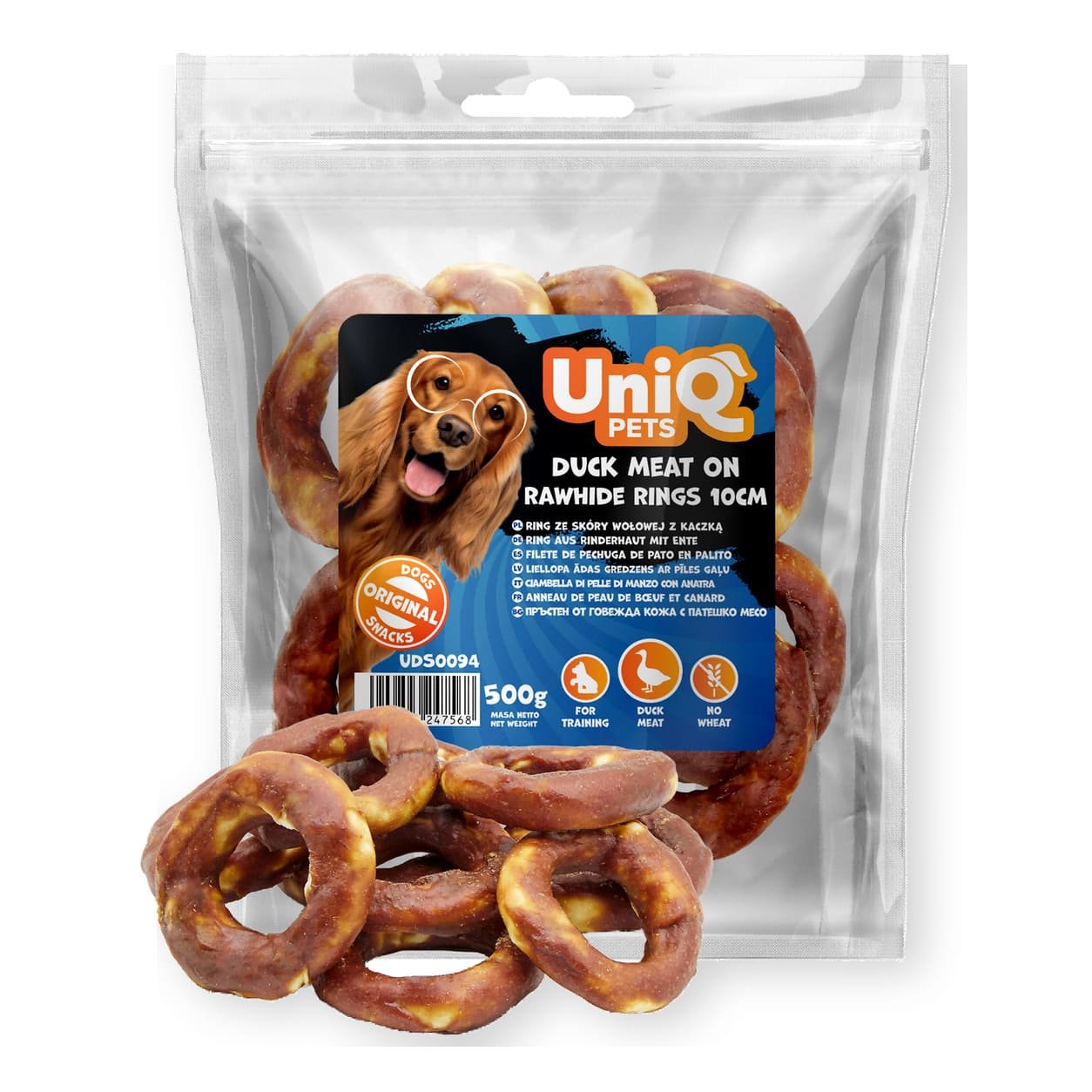 UniQ Pets Rings Duck jēlādas gredzeni ar pīles gaļu suņiem 10 cm 500 g