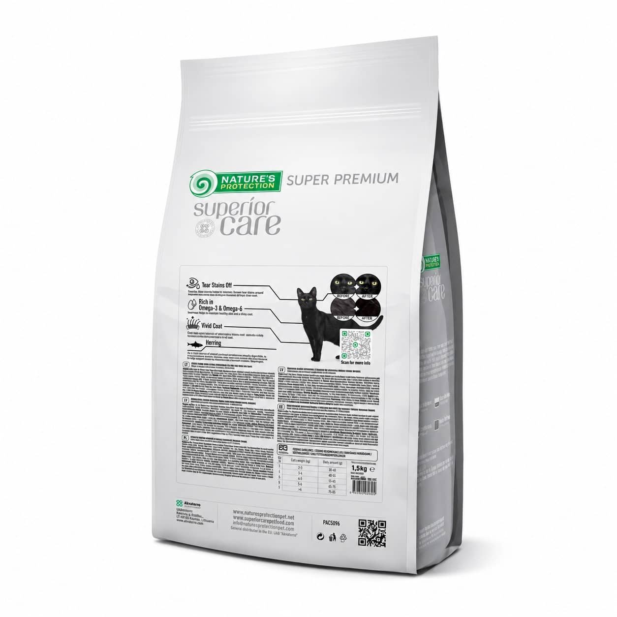 Nature's Protection Superior Care Dark Cats kaķu barība tumšam apmatojumam ar siļķi 1.5 kg