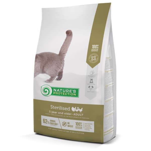 Nature's Protection Sterilised barība sterilizētiem kaķiem ar mājputnu gaļu 2 kg