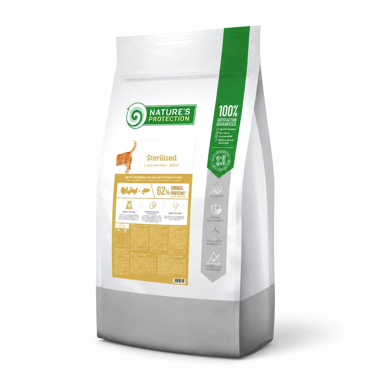 Nature's Protection Sterilised barība sterilizētiem kaķiem ar putnu gaļu un lasi 18 kg
