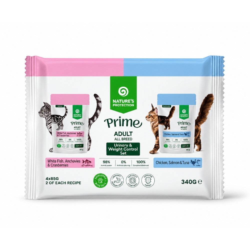 Nature's Protection Prime Urinary & Weight Control konservi kaķiem multipaka 85 g N4