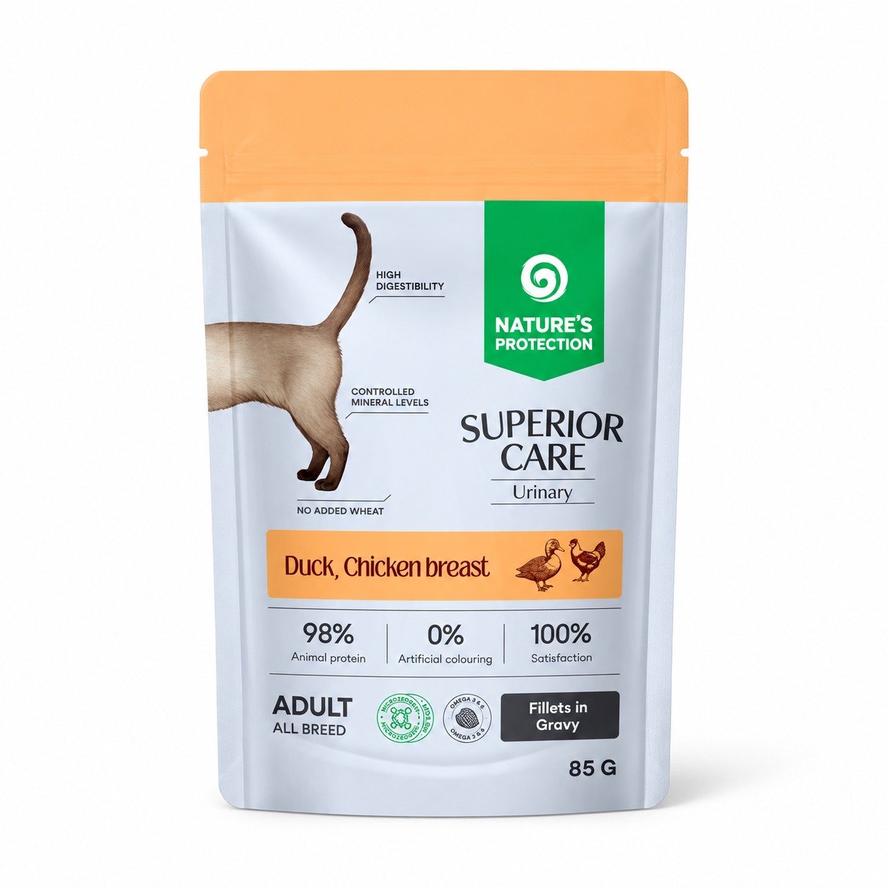Nature's Protection Superior Care Urinary konservi kaķiem ar pīli un vistas fileju 85 g