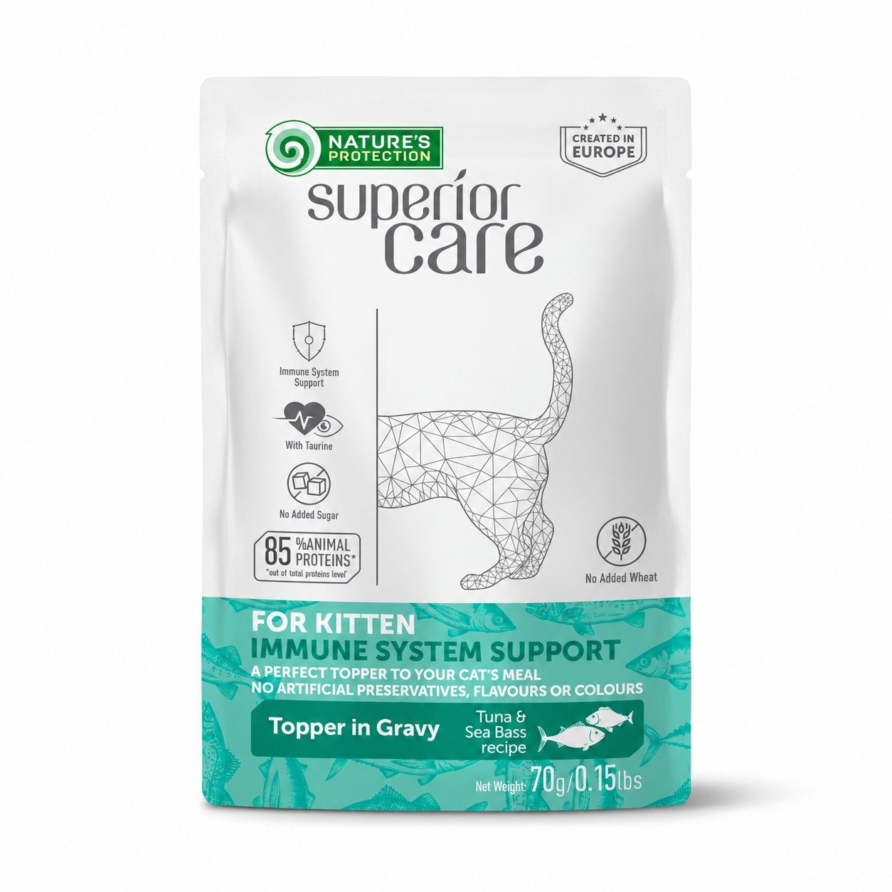 Nature's Protection Superior Care  Topper Kitten konservi kaķēniem ar tunci un asari 70 g