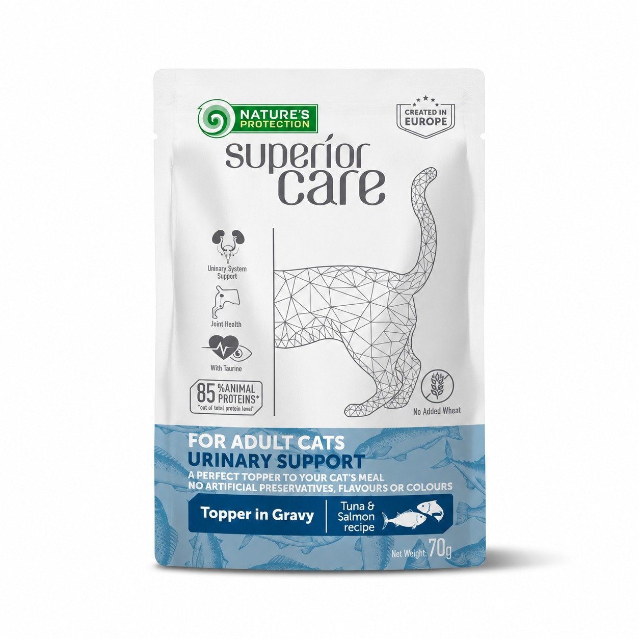 Nature's Protection Superior Care  Topper Urinary konservi kaķiem ar tunci un lasi 70 g