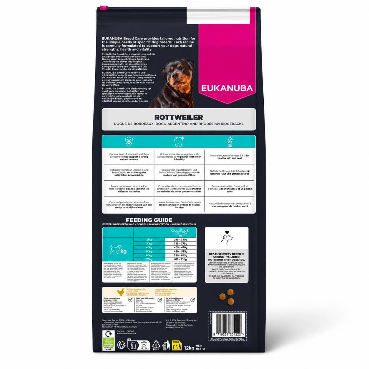 Eukanuba Breed Care Rottweiler Adult barība rotveileriem ar vistu 12 kg