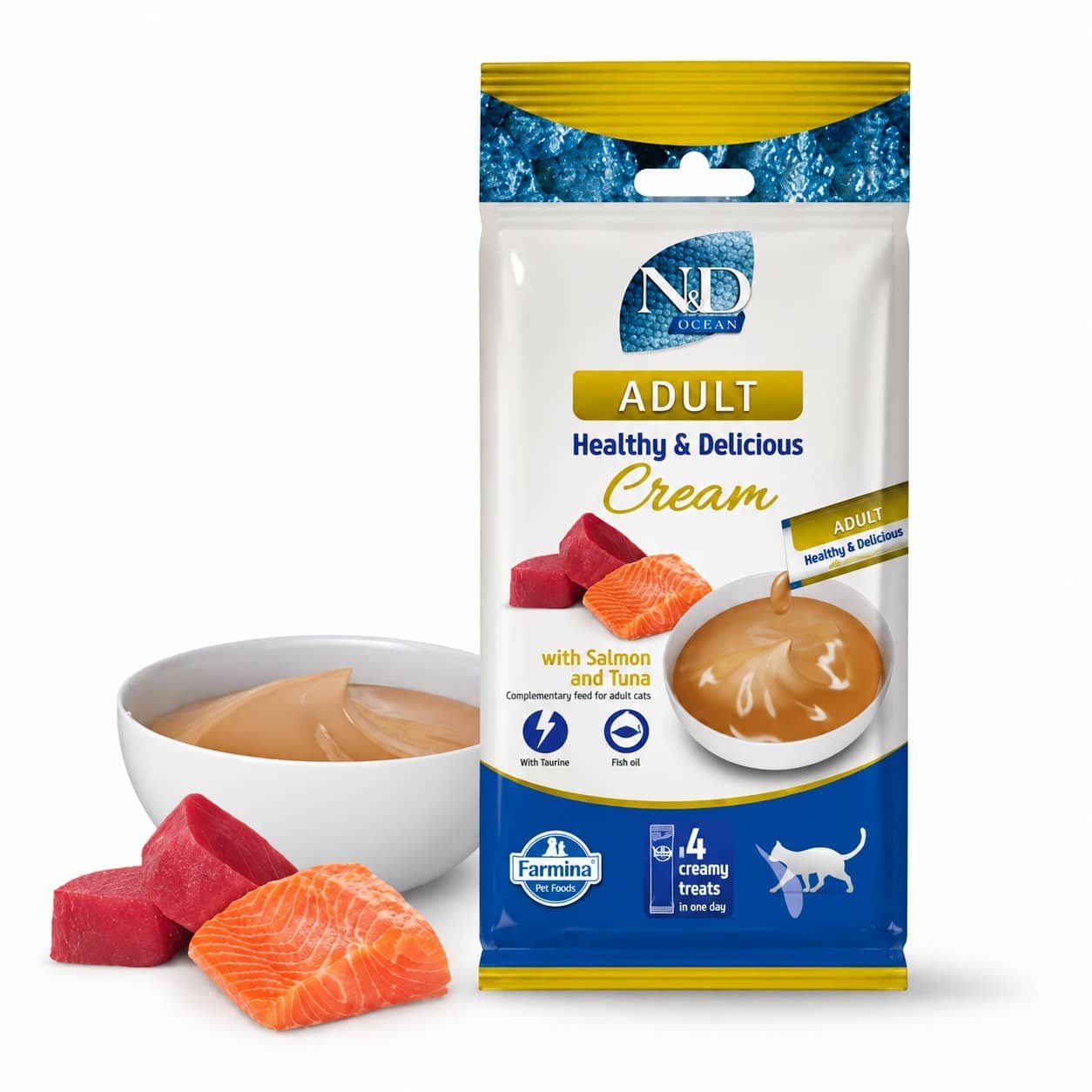 Farmina N&D Creamy Salmon & Tuna gardums kaķiem ar lasi un tunci 15 g N4
