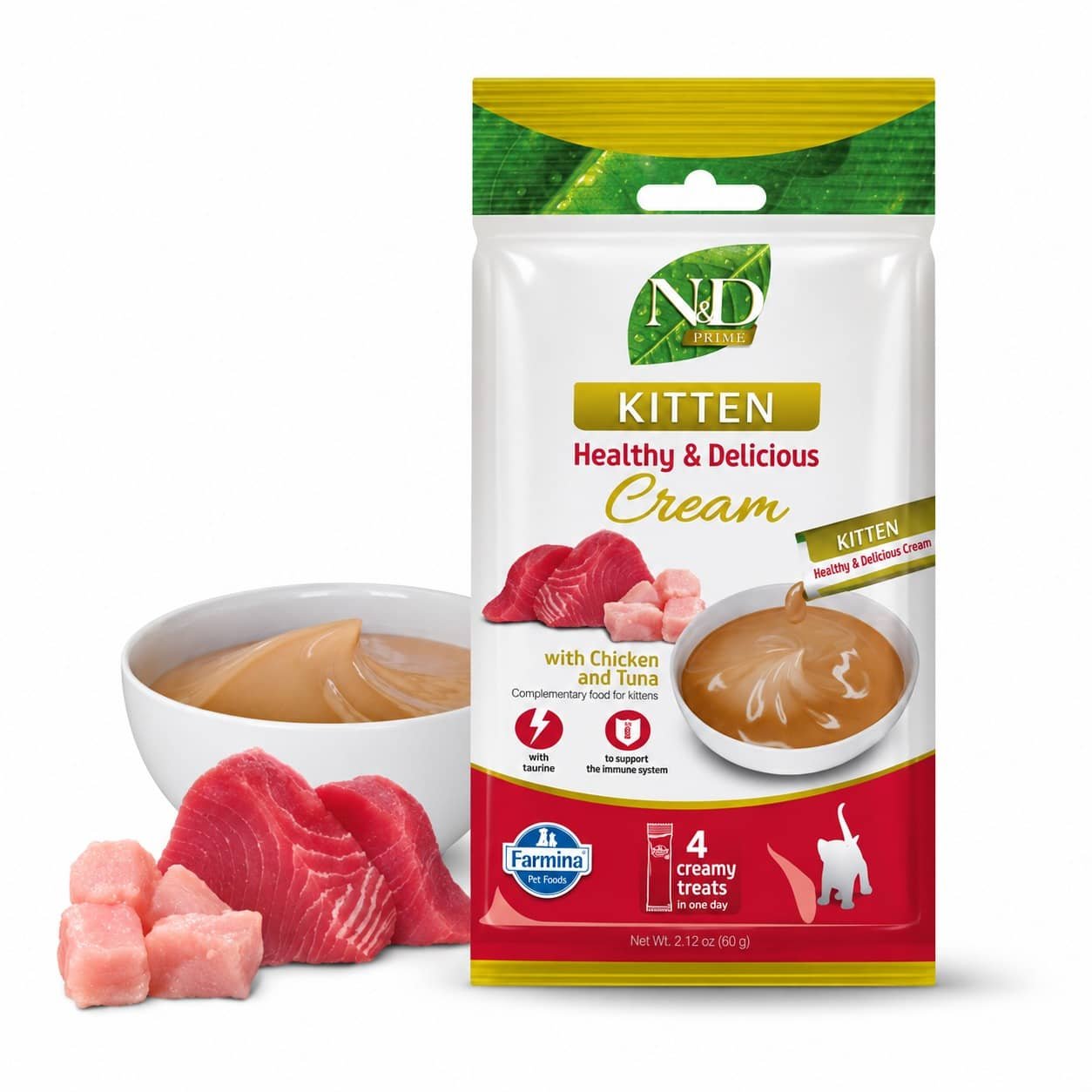 Farmina N&D Creamy Chicken & Tuna Kitten gardums kaķēniem ar vistu un tunci 15 g N4