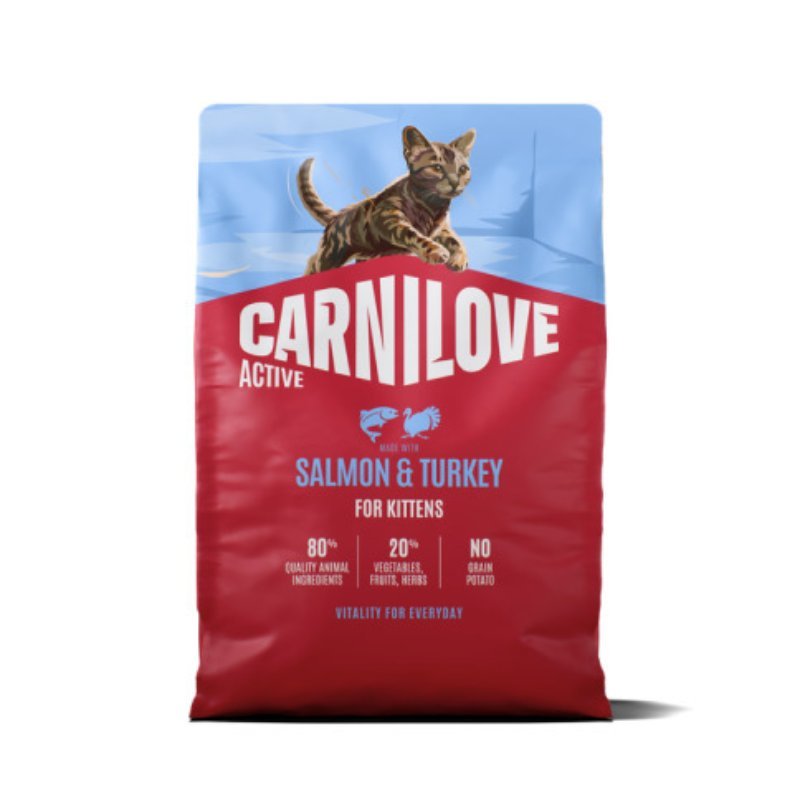 Carnilove Active Kitten Salmon & Turkey bezgraudu kaķu barība kaķēniem ar lasi un tītaru 2 kg