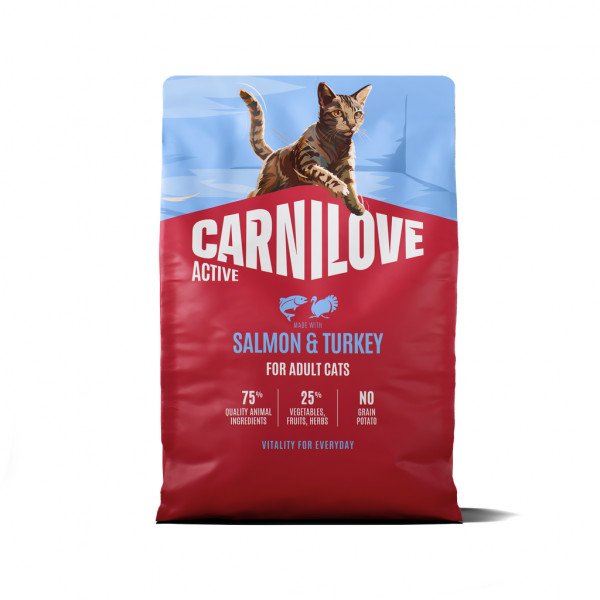 Carnilove Active Salmon & Turkey bezgraudu kaķu barība ar lasi un tītaru 6 kg