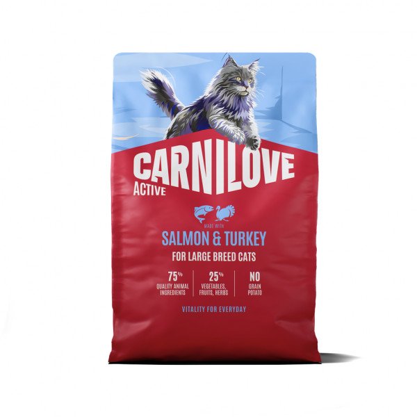 Carnilove Active Large Breed Salmon & Turkey bezgraudu kaķu barība lielo šķirņu kaķiem 6 kg