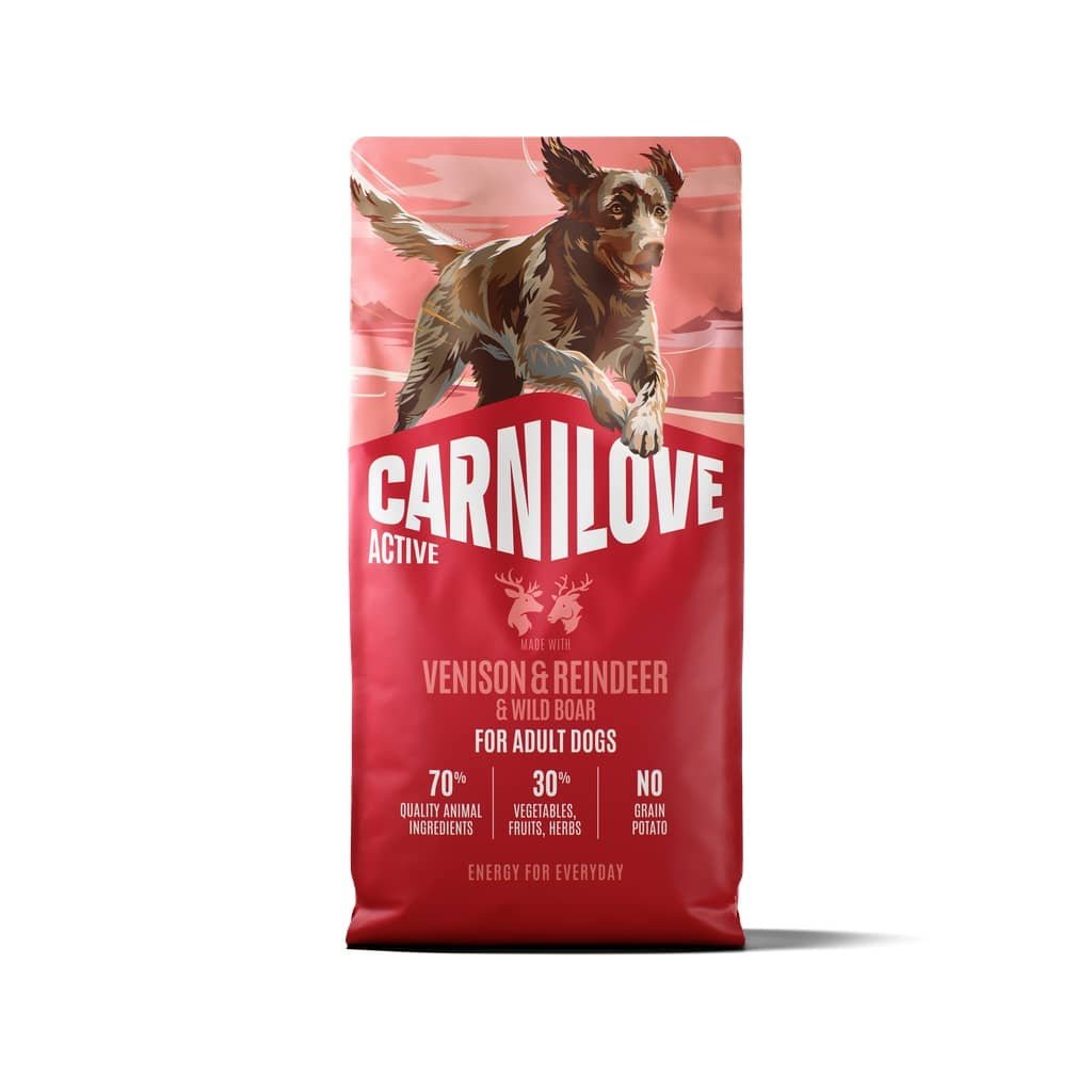 Carnilove Active Venison & Reindeer bezgraudu suņu barība ar brieža gaļu un mežacūku 12 kg