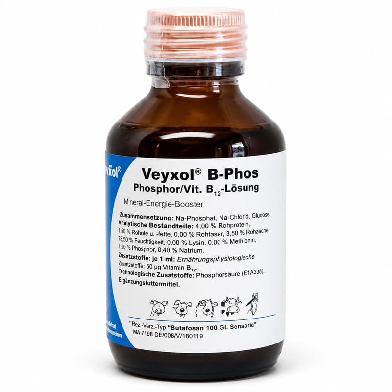 Veyxol B-Phos B12 vitamīns un fosfors suņiem, kaķiem, mājlopiem 100 ml