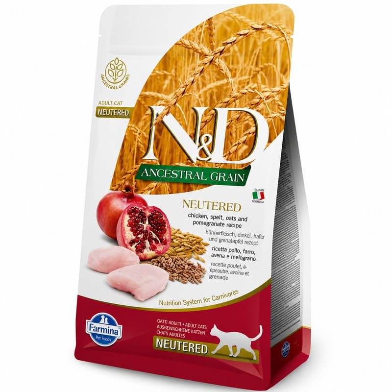 Farmina N&D Ancestral Chicken & Pomegranate Neutered mazgraudu barība sterilizētiem kaķiem ar vistu un granātābolu 1.5 kg