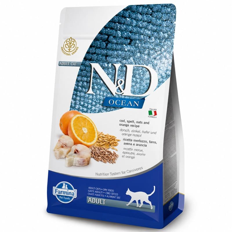 Farmina N&D Ocean Cod & Orange mazgraudu kaķu barība ar mencu un apelsīniem 1.5 kg