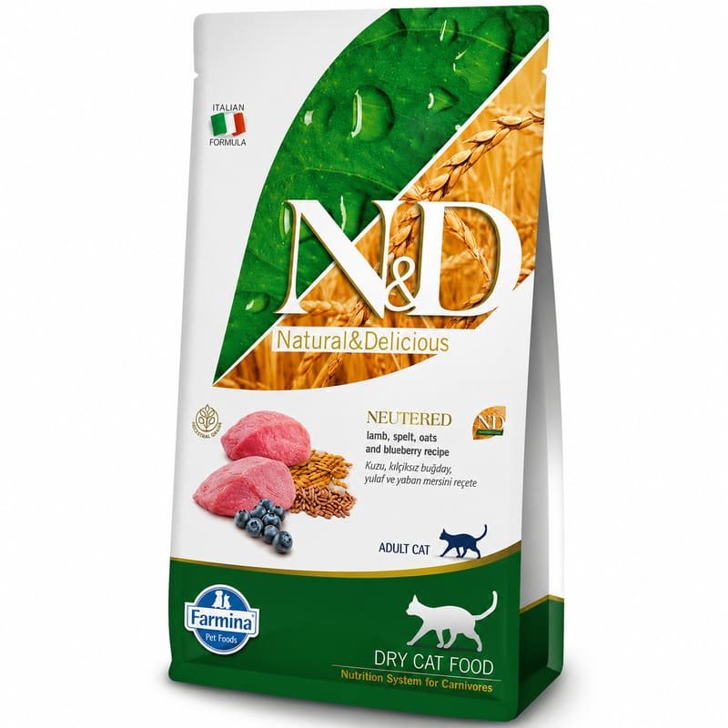 Farmina N&D Ancestral Lamb Neutered mazgraudu barība sterilizētiem kaķiem ar jēru un mellenēm 10 kg
