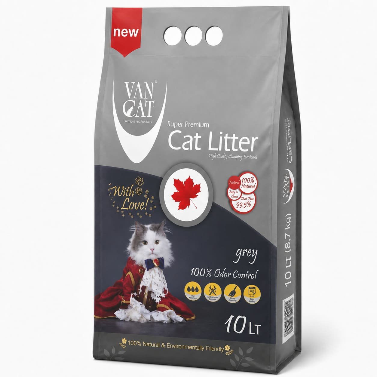 Van Cat Canada Grey kaķu smiltis cementējošas ar aktīvo ogli 10 L 8.5 kg