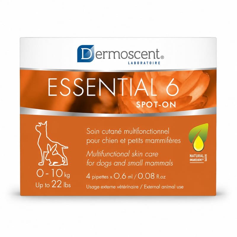 Dermoscent Essential 6 pilieni ādai un spalvai suņiem līdz 10 kg 0.6 ml N4