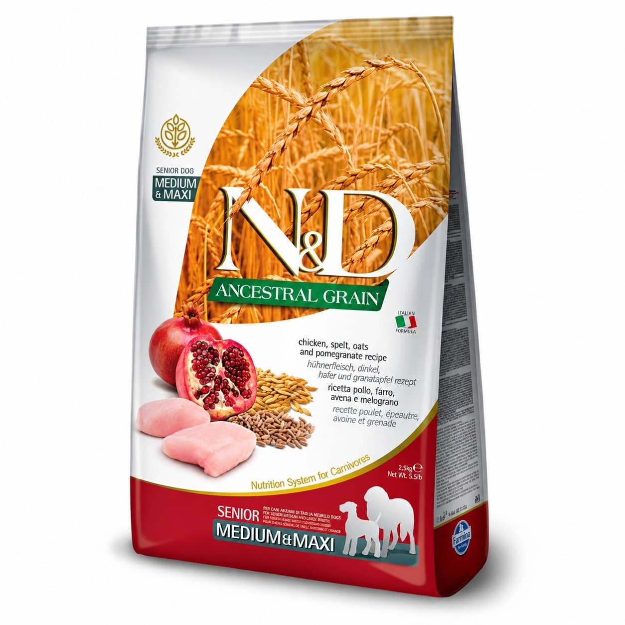 Farmina N&D Ancestral Chicken & Pomegranate Senior Medium & Maxi mazgraudu suņu barība ar vistu 12 kg