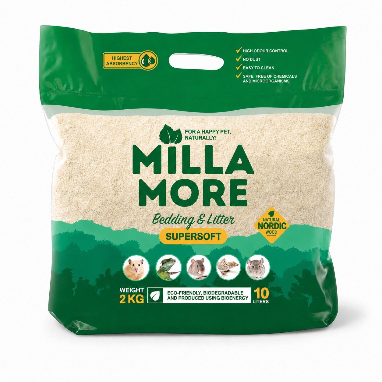 MILLAMORE SUPERSOFT dabīgi koksnes pakaiši putniem, grauzējiem 10L 2kg