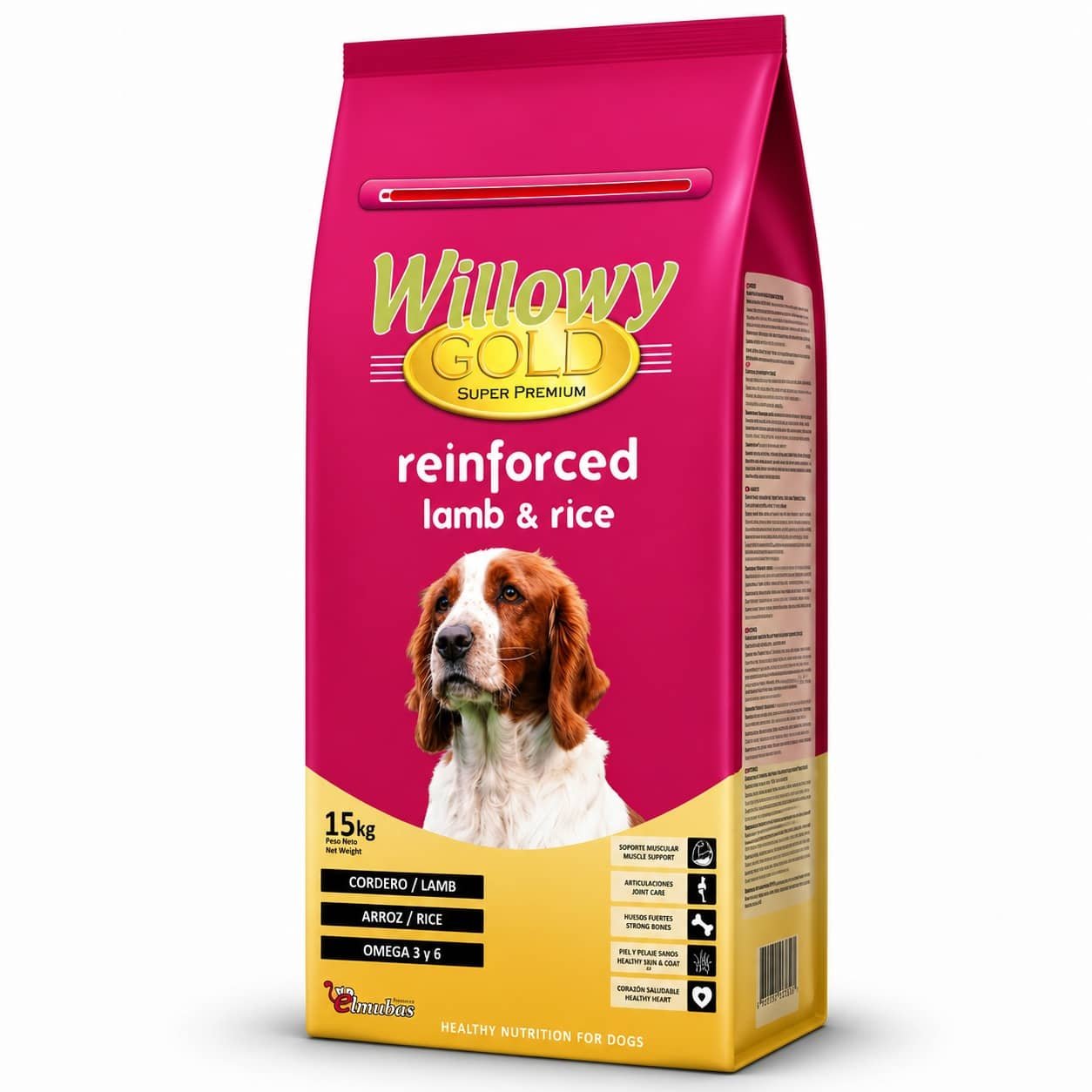 Willowy Gold Dog Reinforced Lamb suņu barība ar jēru un rīsiem 15 kg