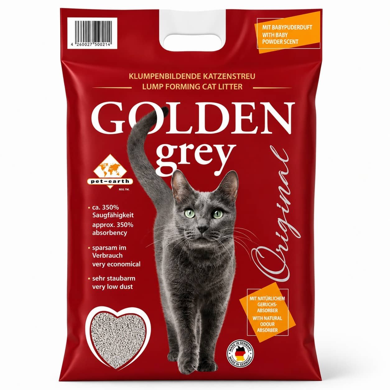 Golden Grey Original kaķu smiltis cementējošas ar bērnu pūdera aromātu 14 kg
