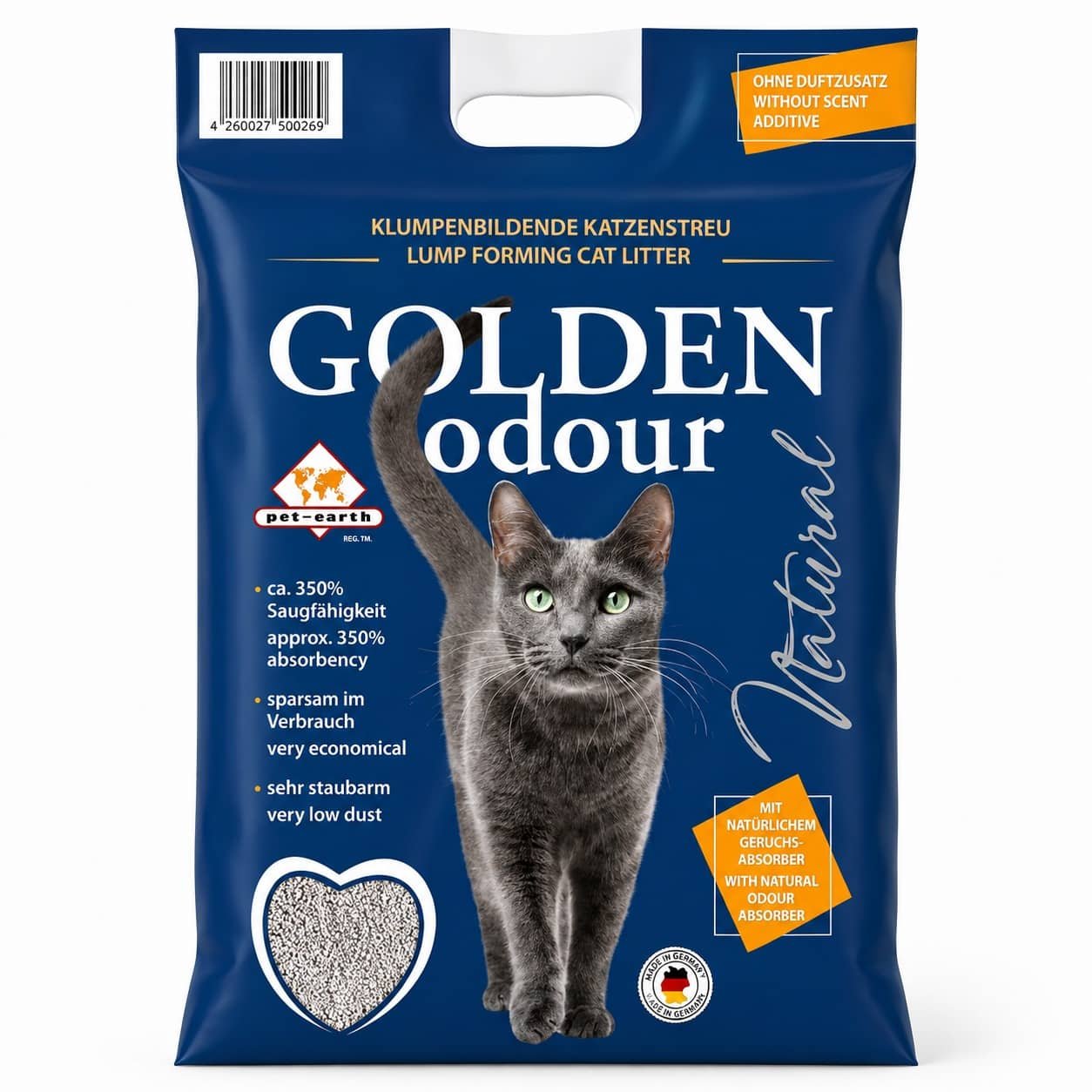 Golden Sensitive Natural kaķu smiltis cementējošas bez aromāta 7 kg
