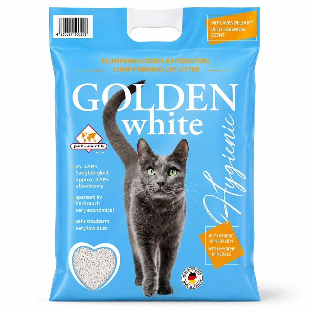 Golden White kaķu smiltis cementējošas ar lavandas aromātu 7 kg