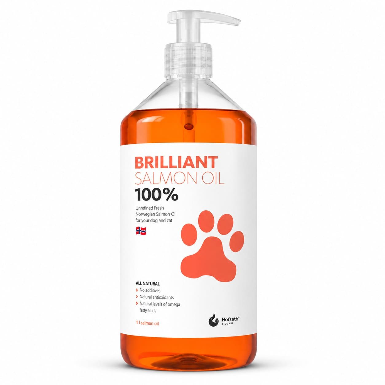 Brilliant Salmon Oil laša eļļa ādai un apmatojumam suņiem un kaķiem 1 l