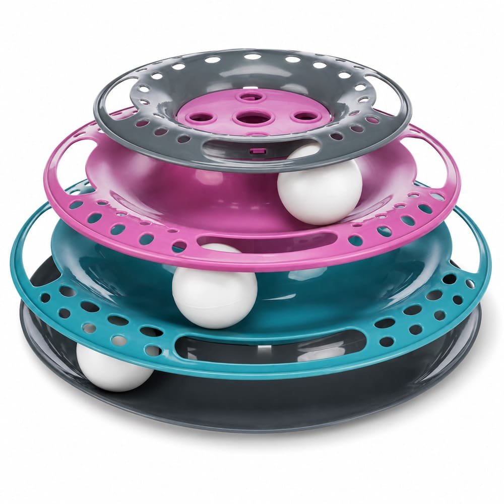 Trixie Catch the Balls interaktīva rotaļlieta kaķiem ar bumbiņu Ø 25 × 13 cm