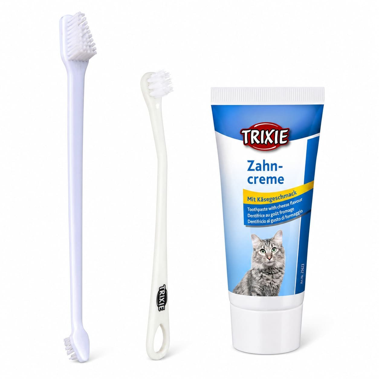 Trixie Dental Hygiene zobu kopšanas komplekts kaķiem ar siera aromāta pastu un divām birstēm