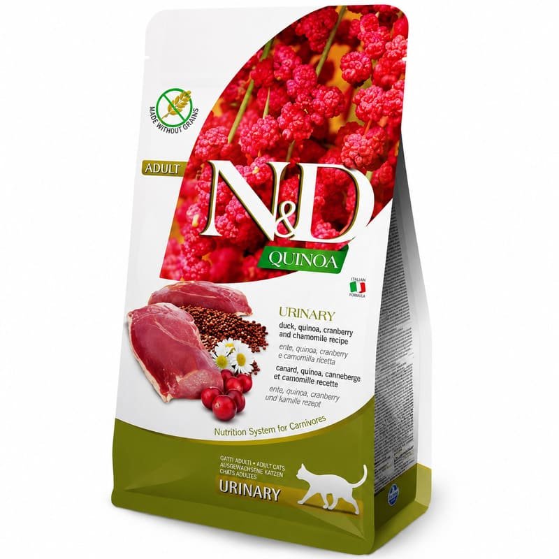 Farmina N&D Quinoa Duck Urinary bezgraudu kaķu barība urīnceļiem ar pīli un kvinoju 5 kg