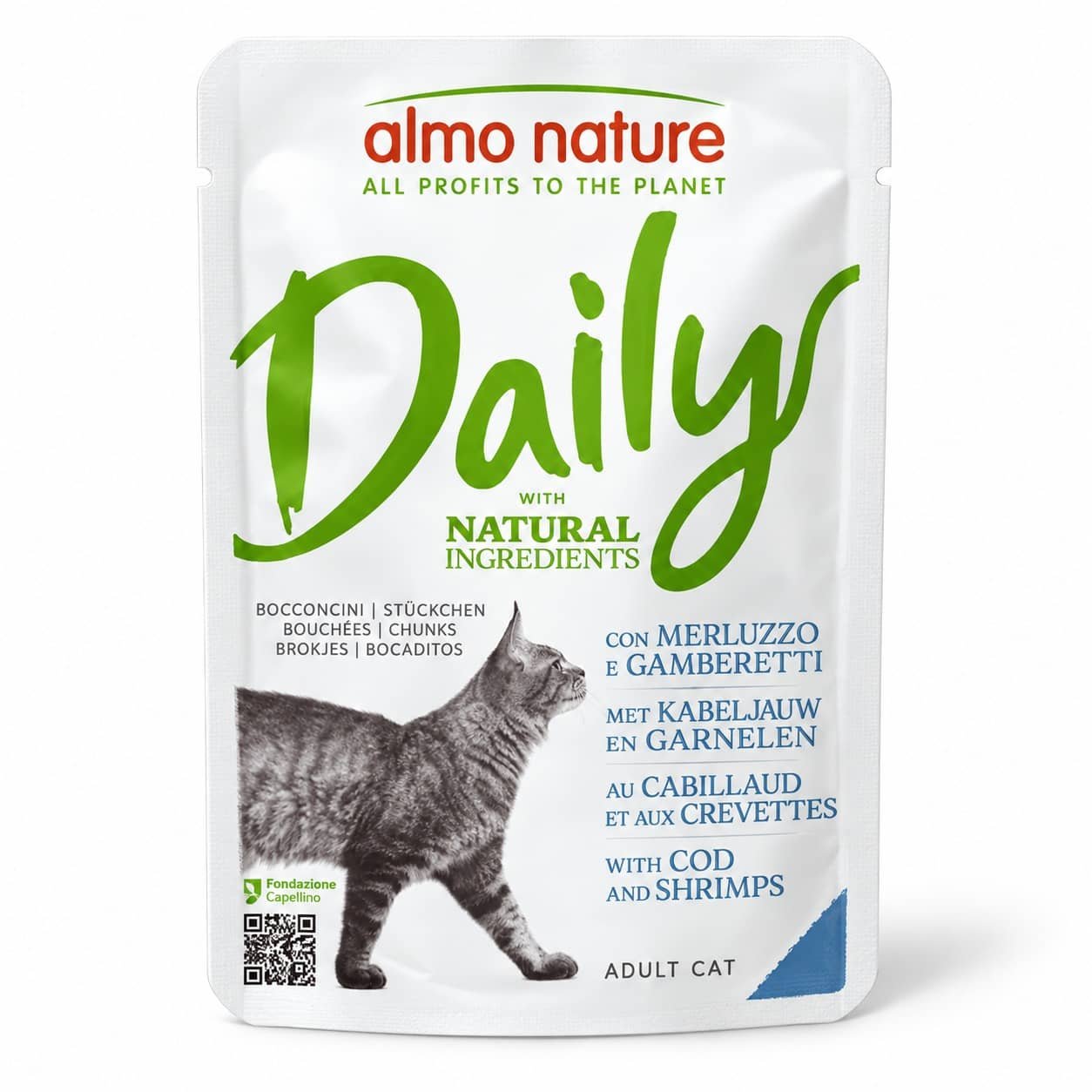 Almo Nature Daily Cod & Shrimps konservi kaķiem ar mencu un garnelēm 70 g