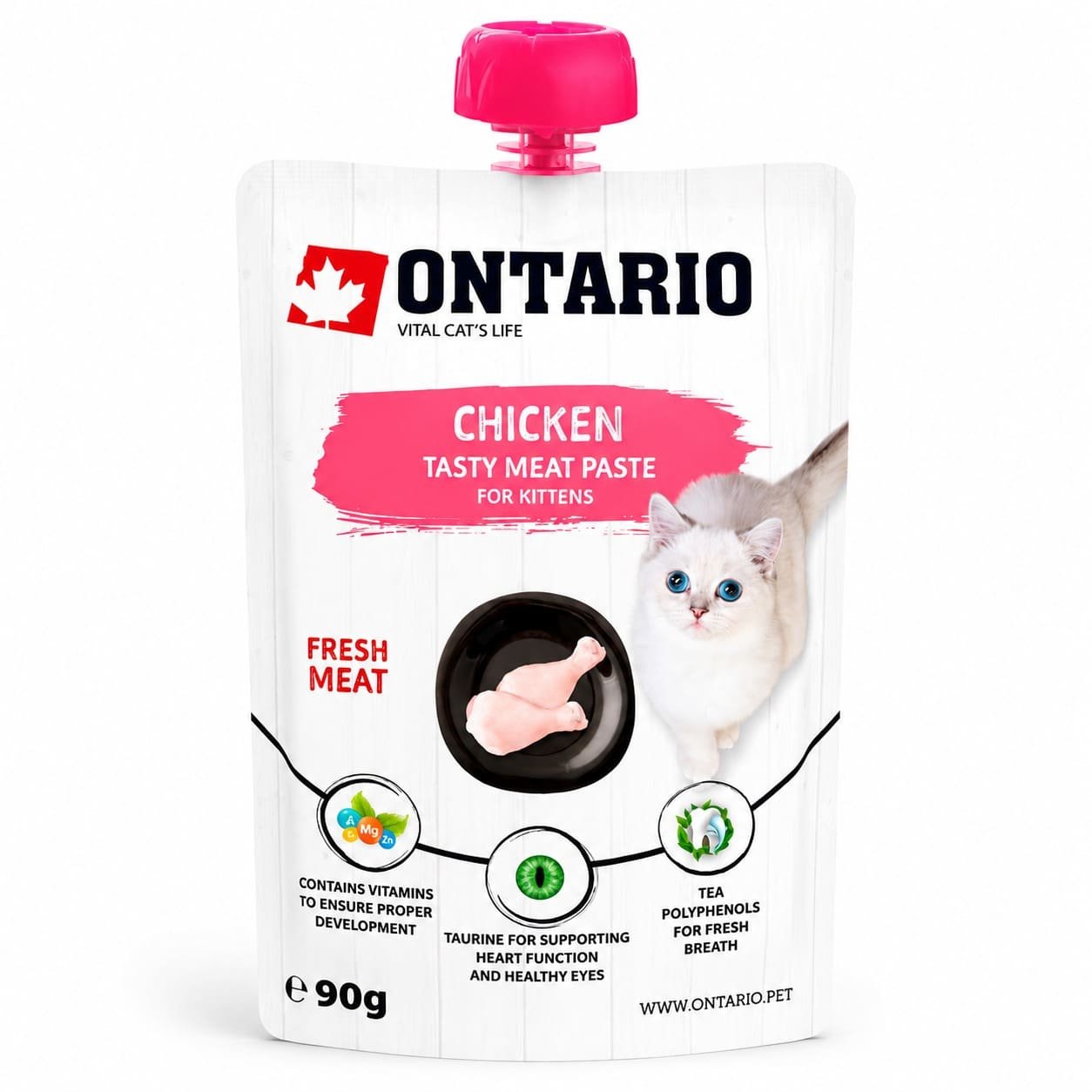 Ontario Kitten Tasty Meat Paste Chicken gaļas pasta kaķēniem ar vistu 90 g