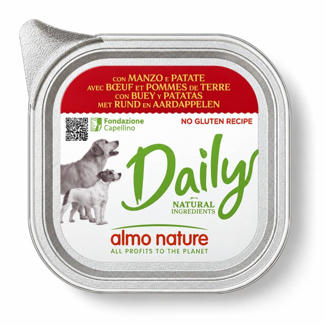 Almo Nature Daily Beef & Potato konservi suņiem ar liellopu un kartupeļiem 100 g