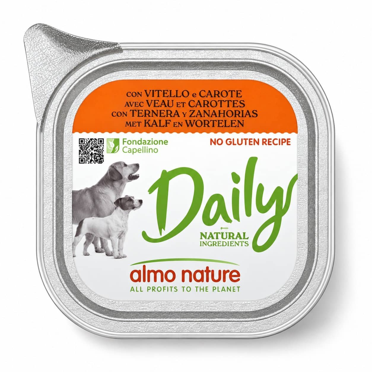 Almo Nature Daily Veal konservi suņiem ar teļa gaļu un burkāniem 100 g